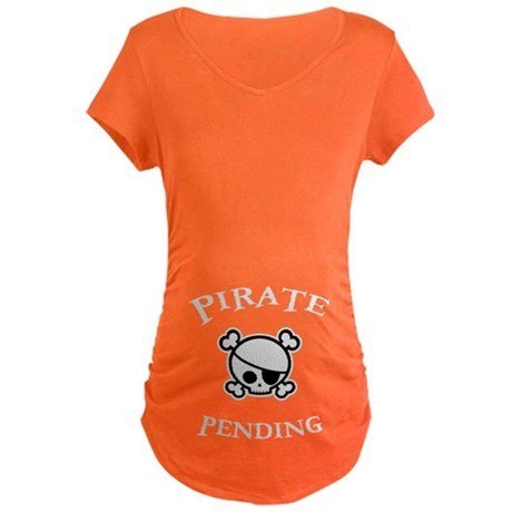 CafePress Pirate Pending Maternity Dark T-Shirt Cotton Maternity T-shirt, Side Ruched Scoop Neck