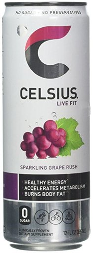 Celsius 277224 12 Oz Energy Drink Sparkling Grape - Pack of 12