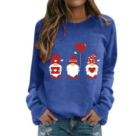 GWAABD Fashion for Women 2023 Valentine S Day Women S Sweatshirt Crew Neck Heart Print Long Sleeve Casual Sweat Tops
