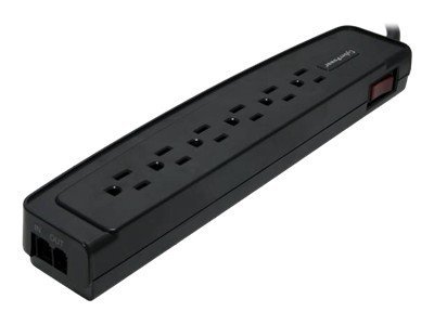 CyberPower - 6050S Home Office 6 - Outlet Surge with 1500 J - Clamping Voltage 400V, 4 Ft, NEMA 5-15P, Right Angle - 45 Offset, 15 Am - Possibly Black