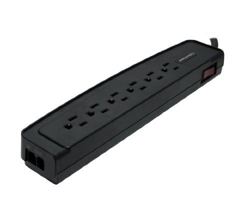 CyberPower - 6050S Home Office 6 - Outlet Surge with 1500 J - Clamping Voltage 400V, 4 Ft, NEMA 5-15P, Right Angle - 45 Offset, 15 Am - Possibly Black thumbnail
