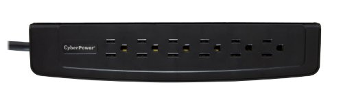 CyberPower - 6050S Home Office 6 - Outlet Surge with 1500 J - Clamping Voltage 400V, 4 Ft, NEMA 5-15P, Right Angle - 45 Offset, 15 Am - Possibly Black thumbnail