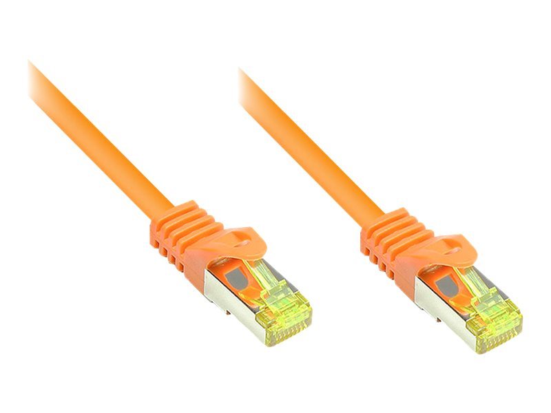 RJ45 Patchkabel MitCat.7 Rohkabel Und Rastnasenschutz (RNS®), S/FTP, PiMF, Halogenfrei, 600MHz, OFC, Orange, 0,15m, Good Connections® (8070R-002O)
