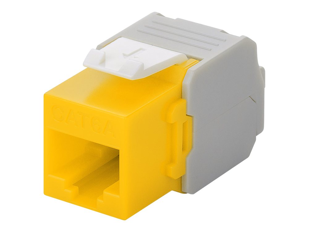 Wentronic Goobay CAT 6a KeyStone RJ45 Jack,ungeschirmt, 500MHz, Gelb-Weiß (90691)