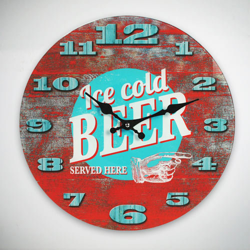 Eiskaltes Bier Wanduhr