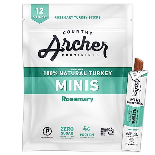 Rosemary Turkey Mini Jerky Sticks by Country Archer, 100% Natural Turkey, Zero Sugar, Gluten Free, High Protein Snacks .5 Ounce, 12 Count thumbnail