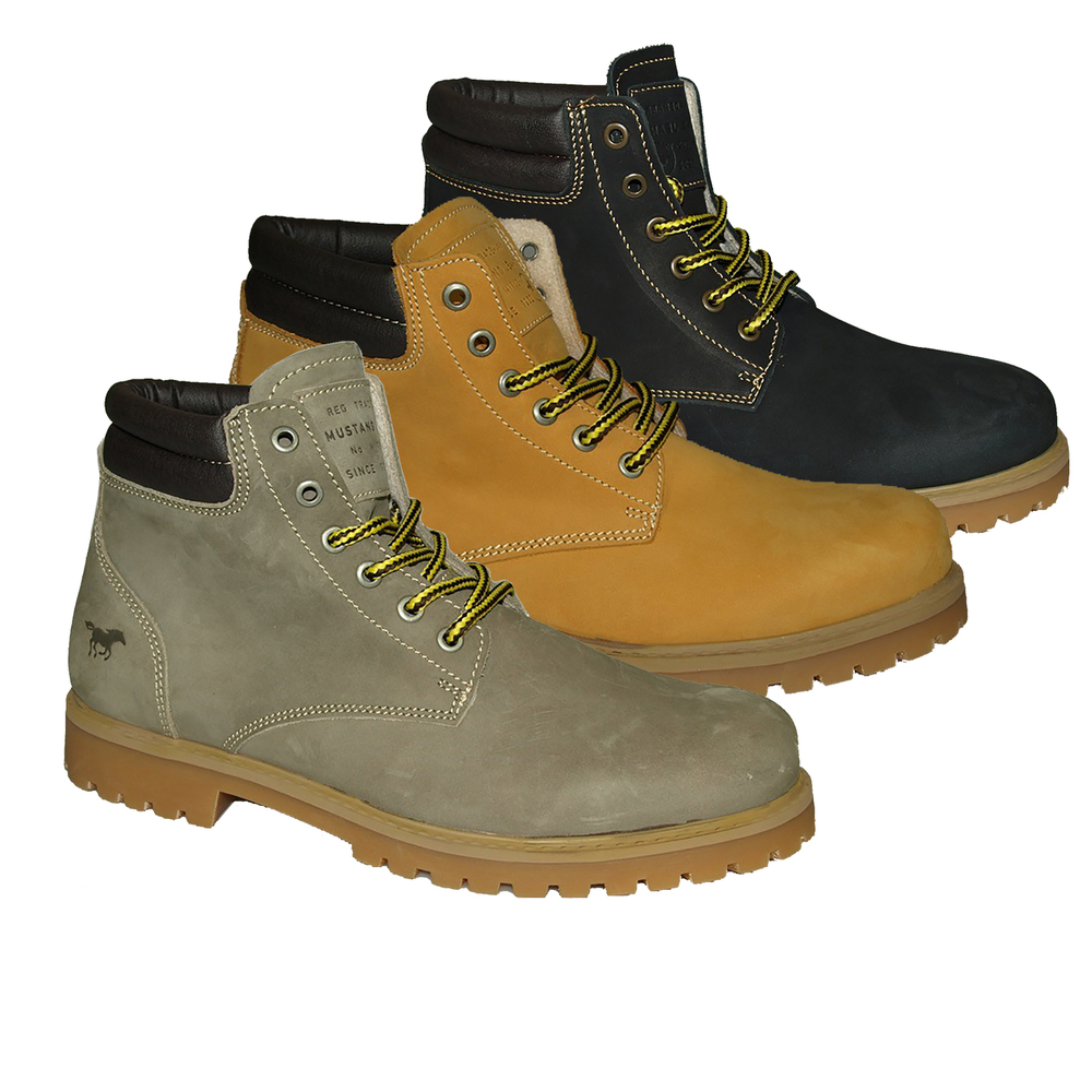 Mustang 4875-503 Schuhe Herren Stiefelette Schnürboots Leder