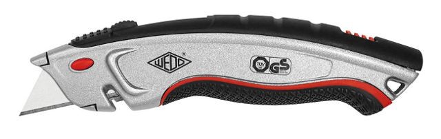 WEDO Safety-Cutter Profi Plus, Klinge: 19 Mm, Silber/schwarz Automatischer Klingenrückzug, Rasterautomatik, Ergonomisch - 1 Stück (78 850)