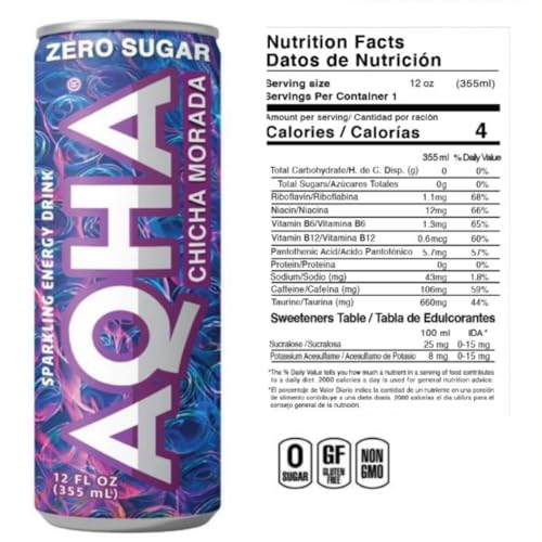 AQHA Chicha Morada Sparkling Energy Drink, 12 Fl Oz, 12 Cans thumbnail