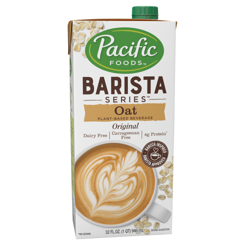 (12 Pack) Pacific Foods Barista Series Oat Original Beverage, 32 oz Tetra Packs