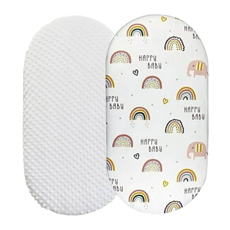 JDEFEG Hat La 2Pcs Baby Mose Basket Sheet Bassinet Sheet Cradle Sheet Adapts to Rectangle Oval Pram Bassinet Pads Minky Dot Cartoon Fitted Sheet Set H