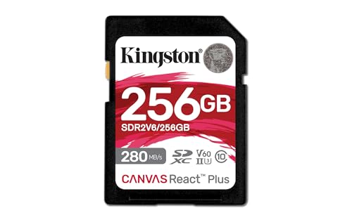 Kingston - Canvas React Plus 256GB SD Card (V60 - 280MB/s Read) - SDR2V6/256GB