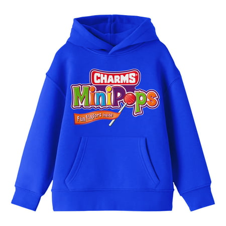 Blow Pop Charms MiniPops Fun Flavors Inside Slogan Youth Royal Blue Hoodie-Large