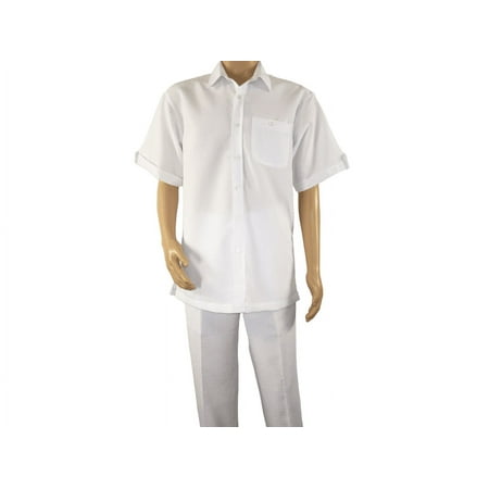 Mens Giorgio Inserti Seer Sucker Stripe 2pc Walking Leisure Suit 7287 Pure White