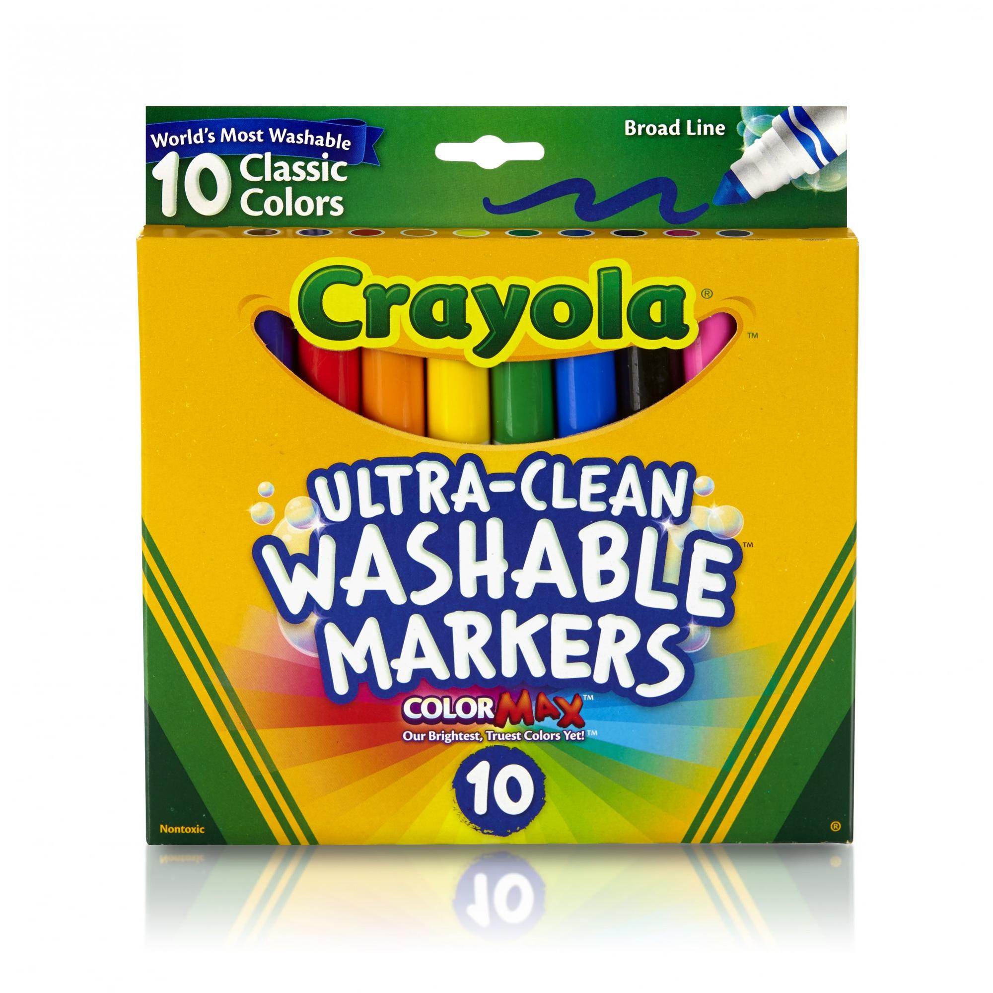 Crayola Ultra-Clean Washable Markers, Broad Tip, Assorted Classic Colors, Box of 10 thumbnail 