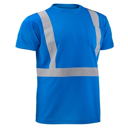 North 15 High-Visibility Reflective Safety Short Sleeve Blue Safety T-Shirt with Moisture Wicking Mesh-6678-XL