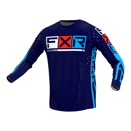 FXR Mens Navy Cyan Red Podium Pro LE MX Jersey Longsleeve Lightweight Athletic - XX-Large 223322-4542-19