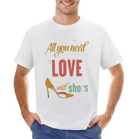 All You Need Is Love and Shoes Men’s Graphic T-shirt Vintage Short Sleeve Sport Tee White L