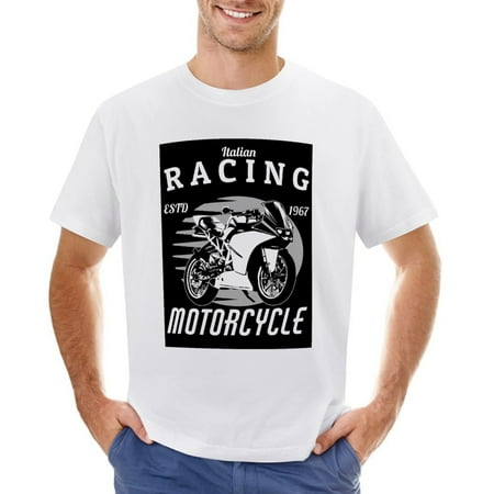 ITALIAN RACING Men’s Graphic T-shirt Vintage Short Sleeve Sport Tee White L