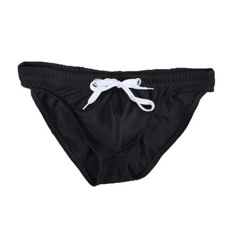 CLZOUD Mens  Underwear Black Nylon Men S Casual Drawstring Underwear Solid Breathable Brief Comfortable Underpants Xl
