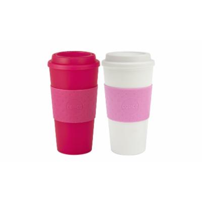 Copco Acadia Double Wall Insulated 16 Oz. Travel Mug with Non-Slip Sleeve Translucent Pink/Bubble Gum