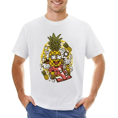 Pineapple Formula Racer Men’s Graphic T-shirt Vintage Short Sleeve Sport Tee White L