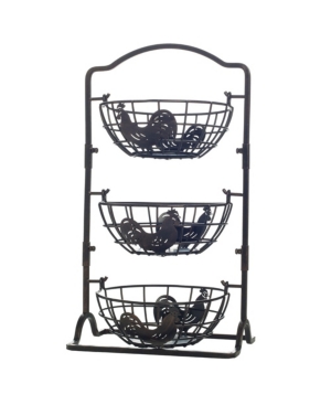 Gourmet Basics by Mikasa Rooster 3-Tier Hanging Baskets - Black