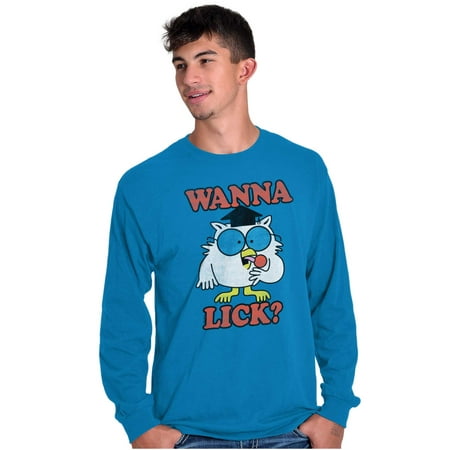 Wanna Lick Funny Mr. Owl Tootsie Pop Long Sleeve TShirt Men Women Brisco Brands 4X