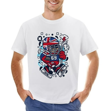 United Kingdom Hockey Kid Men’s Graphic T-shirt Vintage Short Sleeve Sport Tee White L