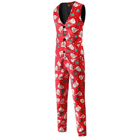 GWAABD Summer Men S 2 Piece Casual Casual Men S Fashion Vest of Suit Suit Set Printed Two Pants Men Suits & Sets