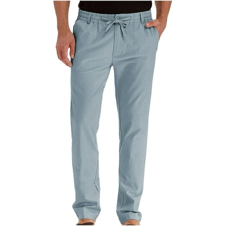 Mens Pants Clearance Men S Business Loose Large Size Elastic Waist Cotton All-match Solid Color