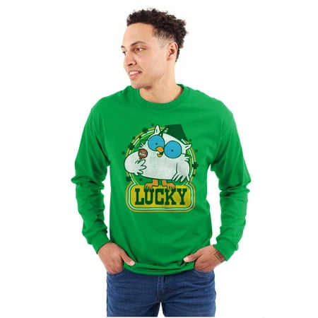 Saint Paddys Lucky Tootsie Pop Owl Long Sleeve TShirt Men Women Brisco Brands L