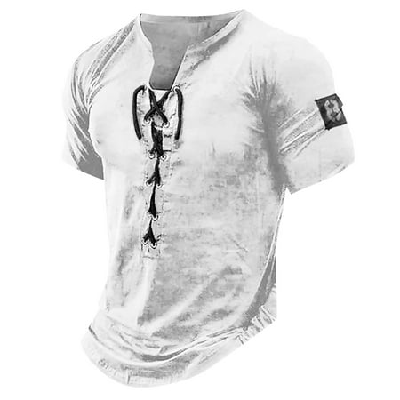 SHUDAGENG Mens Short Sleeve Graphic and Embroidered Fashion T-Shirts Spring and Summer Short Sleeve Printed White L