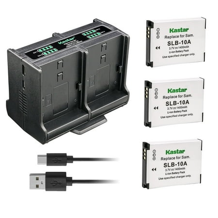 Kastar 3-Pack Battery and Quadruple Charger Compatible with SeaLife FJ-SLB-SLB10A Battery  SeaLife DC2000 Underwater Camera  WASPcam 9905 Wi-Fi  WASPc