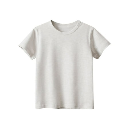 Entyinea Boys Graphic Casual T-Shirt Solid Round Neck Short-Sleeve T-Shirt Dark Gray 100