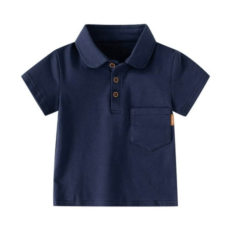Entyinea Boys Shirts 2023 Short Sleeve Slim Fit Dress Shirt Style with Buttoned Navy 100