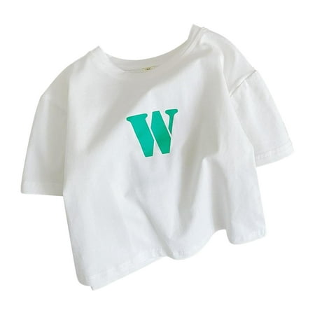 Entyinea T-Shirt for Boys Casual Crew Neck Short Sleeve Loose Fit Dress Shirt White 110