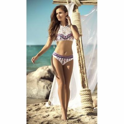 6858 Medium White Prints Two Piece Swimsuit