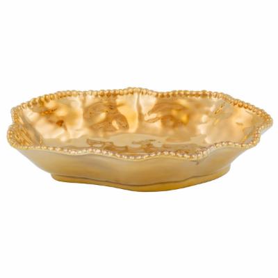 Pampa Bay CER-1136-GD Monaco 1.5 Qt. Gold Titanium-Plated Porcelain Oval Bowl