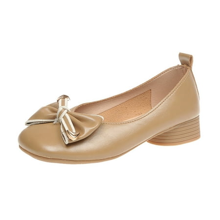 GWAABD Summer Shoes for Women Spring and Autumn Fashion Shallow Mouth Leather Shoes Fairy Wind Round Toe Bow Casual Shoes
