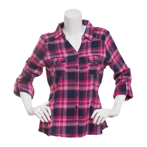 Juniors Derek Heart Smocked Detail Plaid Roll Tab Sleeve Top Green Mint