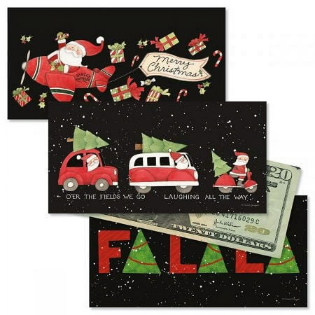 Fa-La-La Christmas Money Holders  Set of 6 (3 Designs) Cash & Gift Card Holders for Holiday  3 5/8  X 7  Folded  Envelopes Included