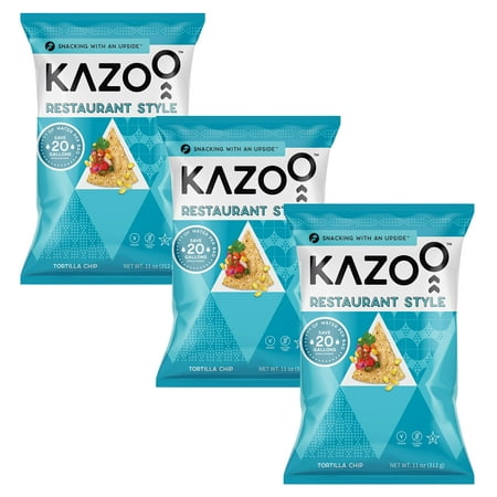 Kazoo Snacks Tortilla Chips - Sea Salt - 11 Ounce (Pack of 3) - Water-Saving (20 Gallons of Water per Bag!) - the World’s First - Low Carb - Vegan S