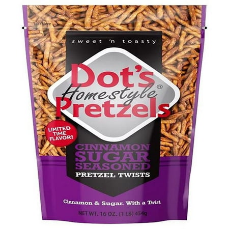 Dots Pretzels 16 Oz Cinnamon Sugar Pretzels Snacks  Pack of 16