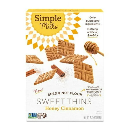 Simple Mills Sweet Thins Cookies  Seed and Nut Flour  Honey Cinnamon - Gluten Free  Paleo Friendly  Healthy Snacks  4.25 Ounce (Pack of 1)