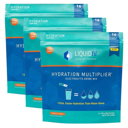 Liquid I.V. Hydration Multiplier - Tropical Punch - Hydration Powder Packets | Electrolyte Drink Mix | Easy Open Single-Serving Stick | Non-GMO | 48 S