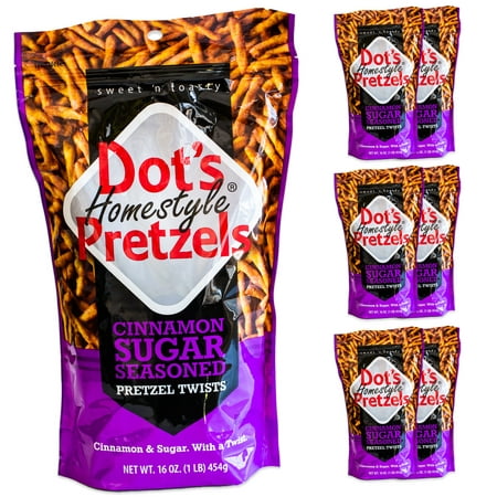 Dot S Cinnamon Sugar Pretzel Twists - Coated with Delicious Cinnamon Flavor - 6  16oz Bags