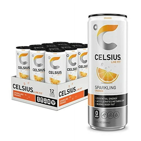 CELSIUS Sparkling Orange  Functional Essential Energy Drink 12 Fl Oz (Pack of 12)