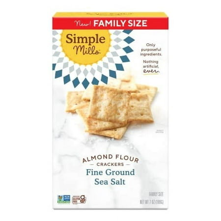 Simple Mills Almond Flour Crackers  Family Size  Fine Ground Sea Salt - Gluten Free  Vegan  Healthy Snacks  7 Ounce (Pack of 1)