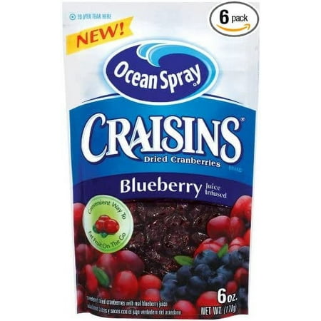 Ocean Spray Craisins Sweetened Dried Cranberries Blueberry Flavored  6-Ounce (Pack of 6)